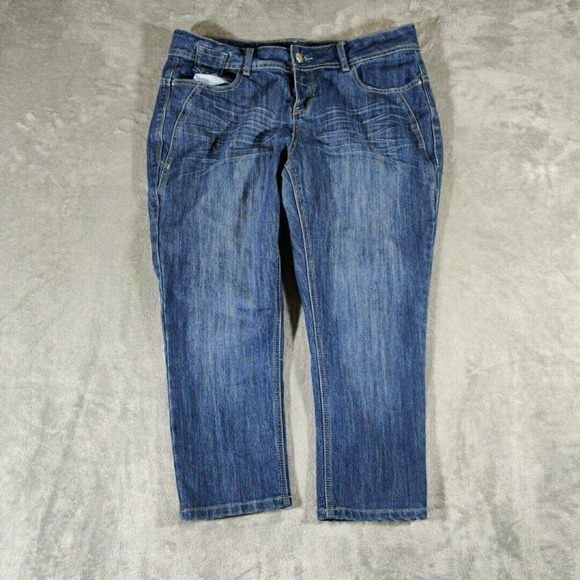 Rocawear Jeans Womens 16W Blue Cotton Blend Stretch Logo On Pocket‎ Streetwear - Picture 1 of 8